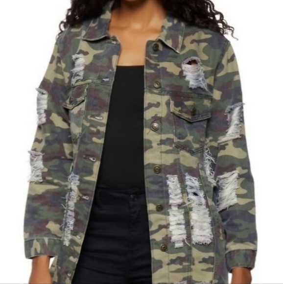 Thrill Jackets & Blazers - Thrill Jean Camouflage Jackets Women
